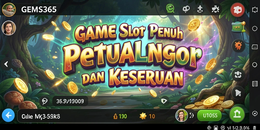 Tampilan permainan slot GEMS365 yang penuh warna dan dinamis.