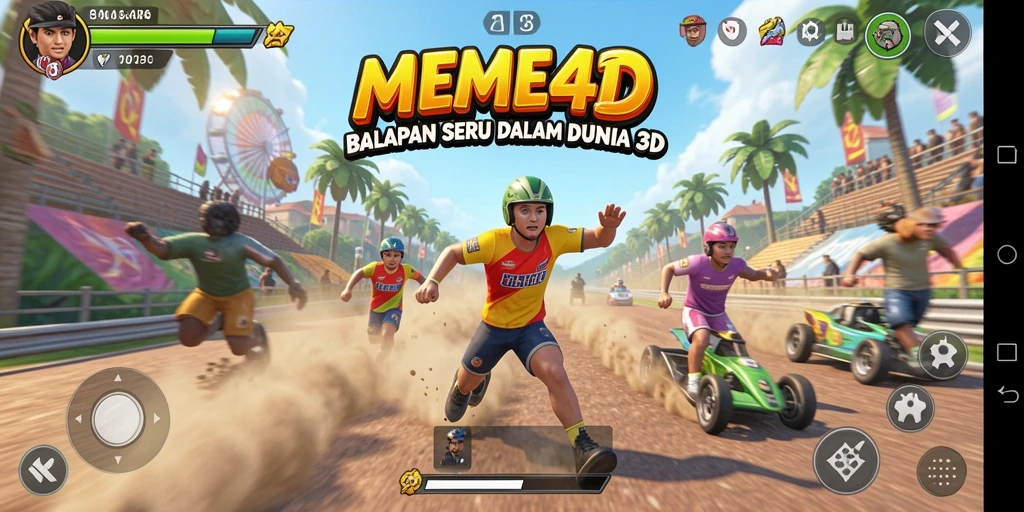 Tampilan gameplay balapan seru di MEME4D.