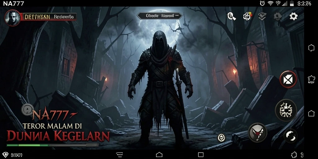 Tampilkan gameplay menegangkan dari NA777 dengan suasana horor.