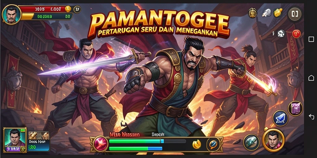 Screenshot PAMANTOGEL menampilkan duel seru antara karakter dengan efek visual menarik.