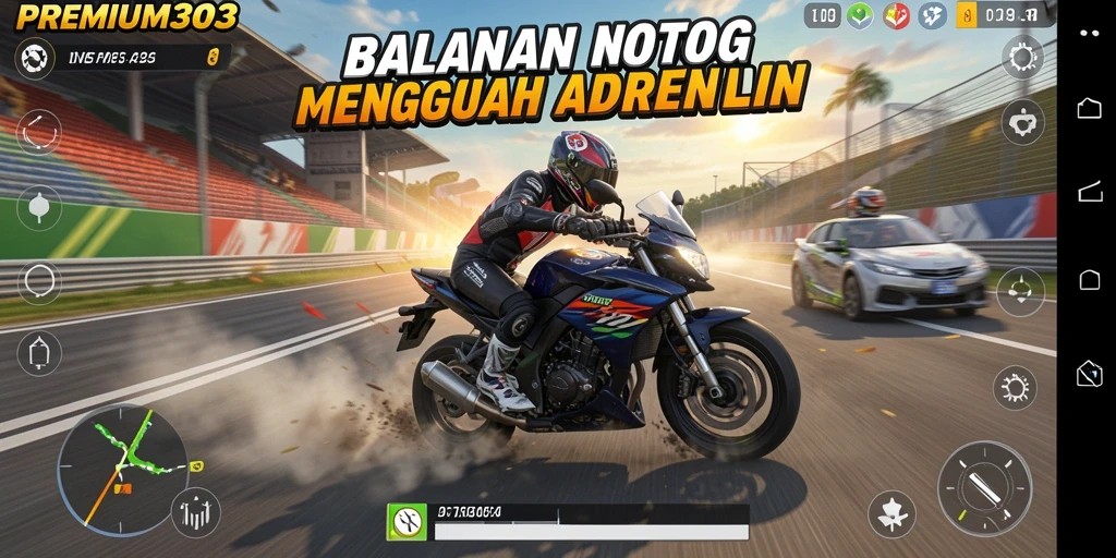 Screenshot PREMIUM303 menampilkan aksi balapan motor yang mendebarkan.