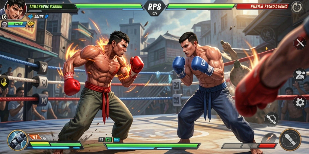Gameplay RP8 yang mendebarkan dan mengasyikkan di arena pertarungan.