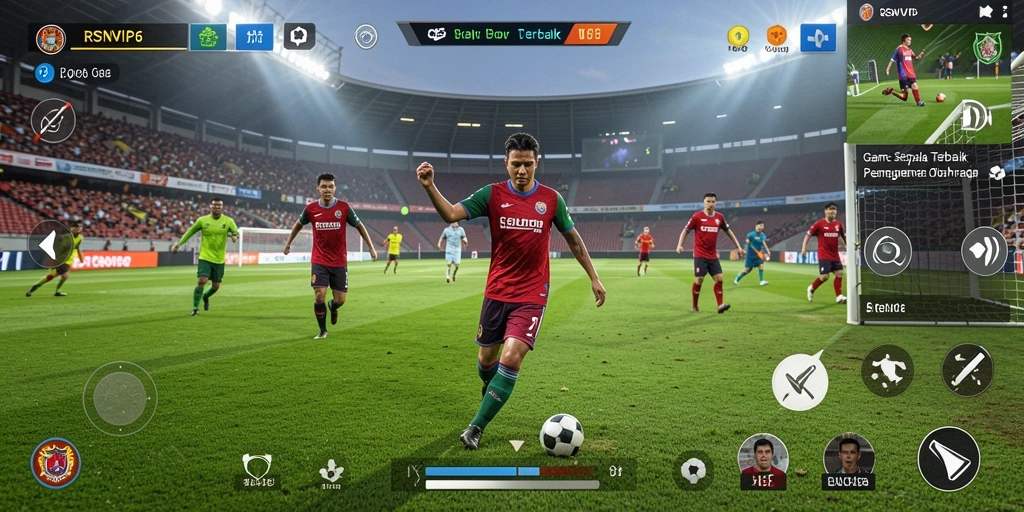 Screenshot utama RSNVIP6 menampilkan aksi sepak bola yang intens.