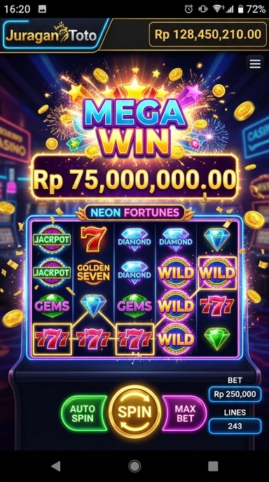 Screenshot aplikasi juragantoto dengan tampilan antarmuka yang menarik.